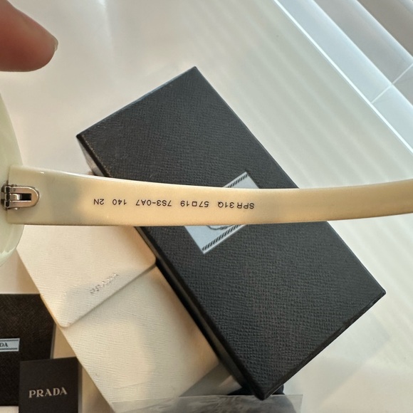 PRADA White Silvertone Studded Frame Gradient Tint Sunglasses - SPR31Q - Picture 8 of 8